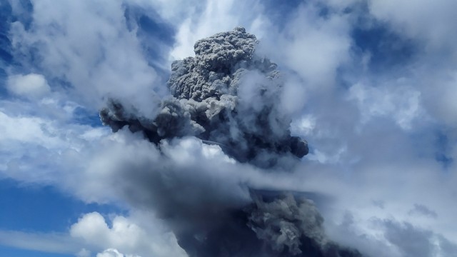 Mount Sinabung spews volcanic ash in Karo, North Sumatra province