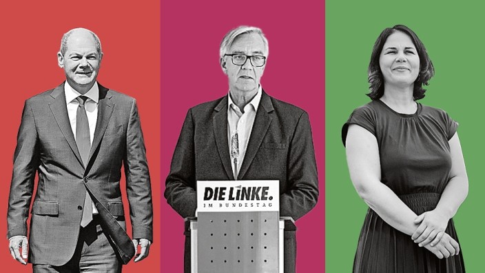 Koalitionsoptionen: Das Rot-Rot-Grün-Team? Olaf Scholz (SPD), Dietmar Bartsch (Linke), Annalena Baerbock (Grüne).