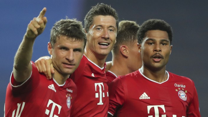 Bayern im Champions-League-Finale: Im Finale: Thomas Müller, Robert Lewandowski und Serge Gnabry (von links)