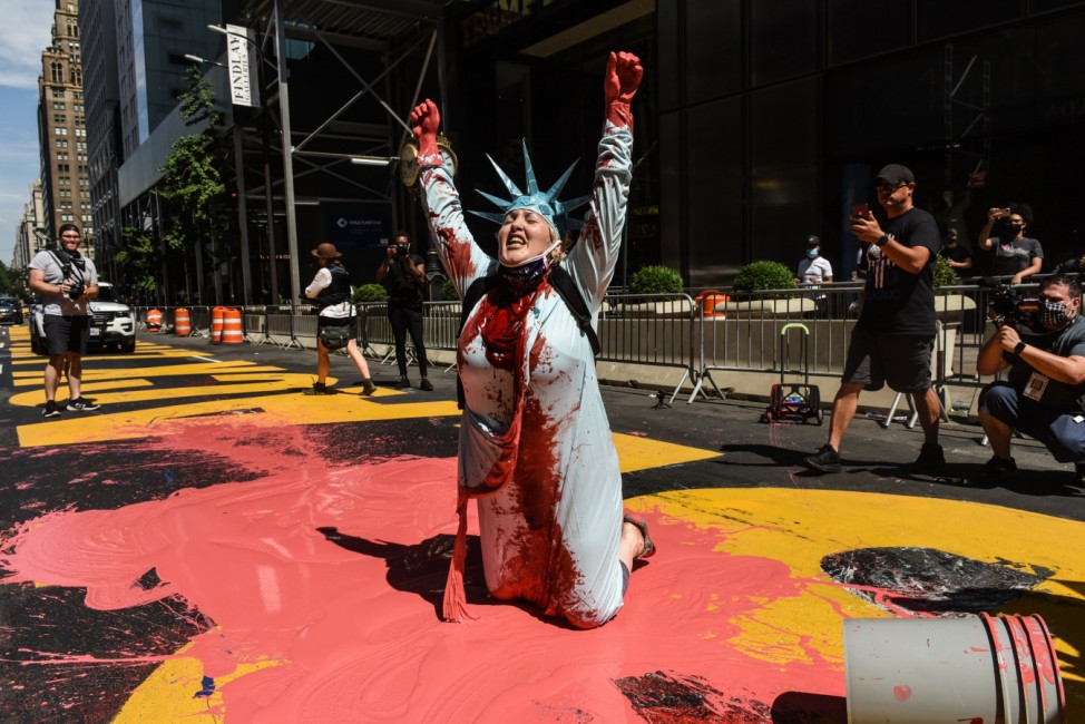 Right-Wing Activist Vandalizes Black Lives Matter Mural In Front Of Trump Tower