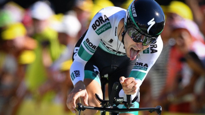 German Emanuel Buchmann of Bora-Hansgrohe crosses the finish line of stage 13 of the 106th edition of the Tour de Franc