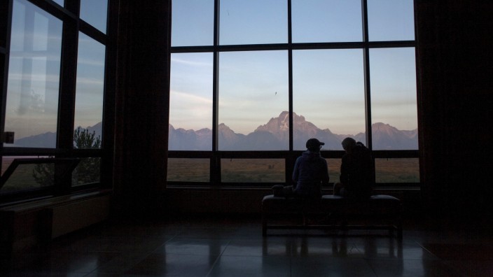 FILE PHOTO: A view shows sunrise over the Teton Range during the Federal Reserve Bank of Kansas City's annual Jackson Hole Economic Policy Symposium in Jackson Hole, Wyoming