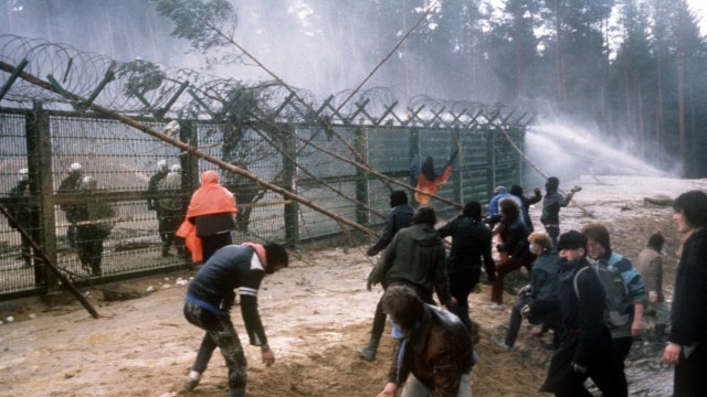 Demonstration gegen die Wiederaufbereitungsanlage Wackersdorf, 1986