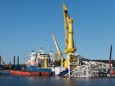 Das russische Verlegeschiff im Fährhafen Mukran für die Pipeline Nord Stream 2