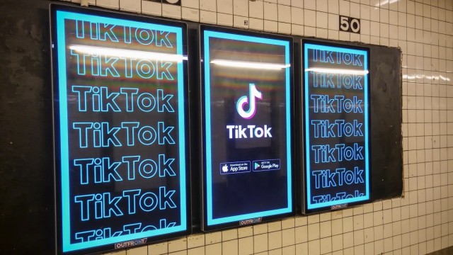 Video platform TikTok advertising in New York Advertising for the Chinese video platform TikTok in a subway station in