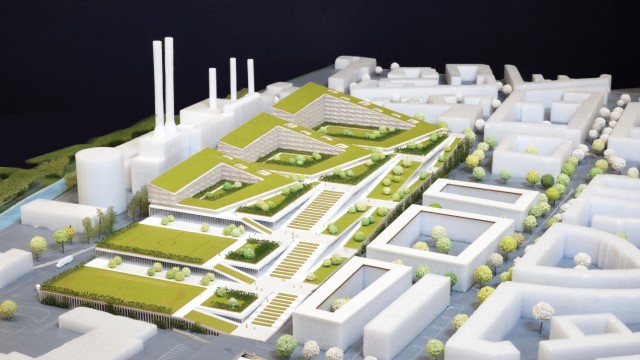 Sendling: Die neue Großmarkthalle samt günstiger Wohnungen soll bis 2030 stehen - hier ein früherer Entwurf.
