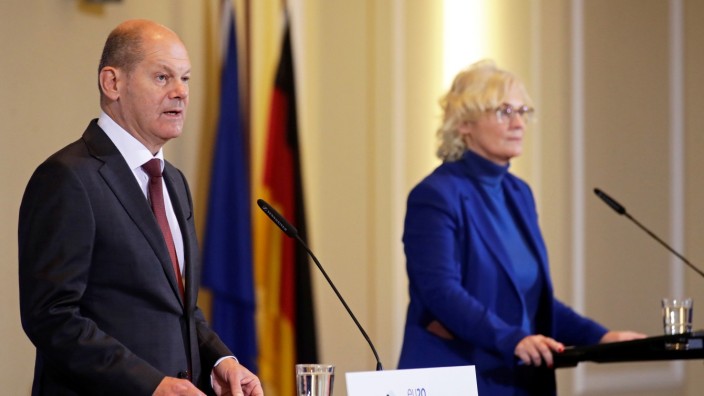 German Finance Minister Scholz and Justice Minister Lambrecht hold news conference in Berlin