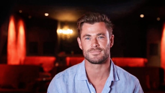 Chris Hemsworth speaks at the Countdown Global Launch 2020. October 10, 2020. Photo courtesy of TED.