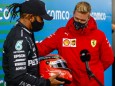 2020 Eifel GP NüRBURGRING, GERMANY - OCTOBER 11: Mick Schumacher presents Lewis Hamilton, Mercedes-AMG Petronas F1, 1st