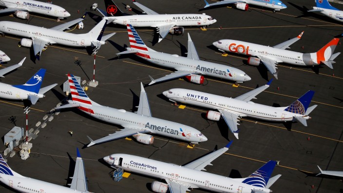 FILE PHOTO: FILE PHOTO: Grounded Boeing 737 MAX aircraft are seen parked at Boeing Field in Seattle