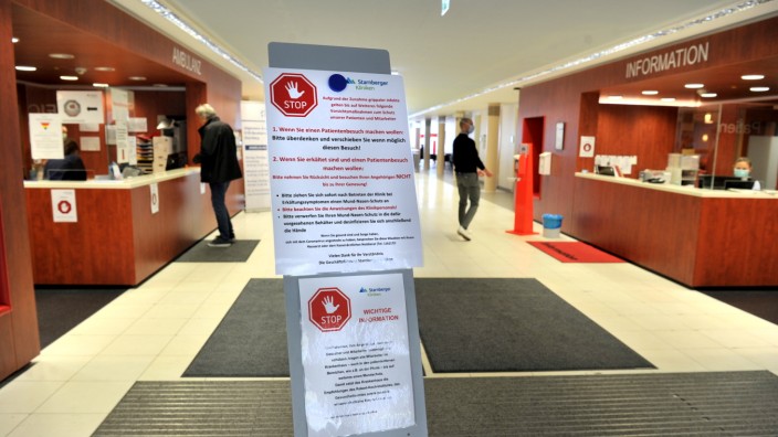 Starnberg: Krankenhaus Coronavirus Hinweisschilder