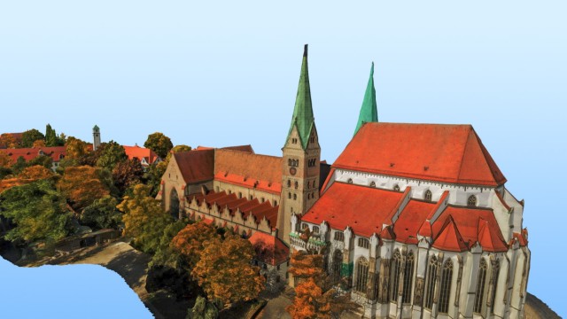 Tourismus während Corona: Den Augsburger Dom kann man umrunden. Visualisierung: LDBV, Bearbeitung: SZ