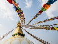 The Buddha Stupa strung with Prayer flags in Kathmandu Nepal Kathmandu, Central Development Region, Nepal PUBLICATIONxIN
