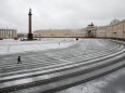 A view shows Palace Square after snowfall in central Saint Petersburg