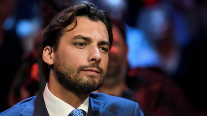 FILE PHOTO: Dutch politician Thierry Baudet of the Forum for Democracy party looks on before a televised debate moderated by journalist Jeroen Pauw, on the eve of European elections in Amsterdam
