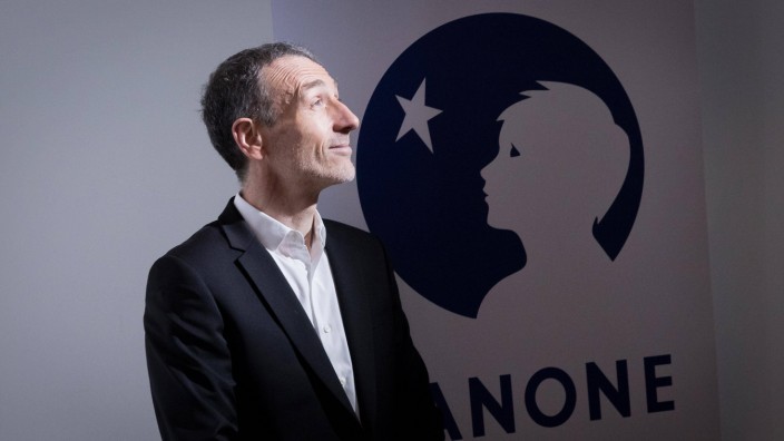 Emmanuel Faber chief executive officer of Danone SA poses prior to attend the presentation of the