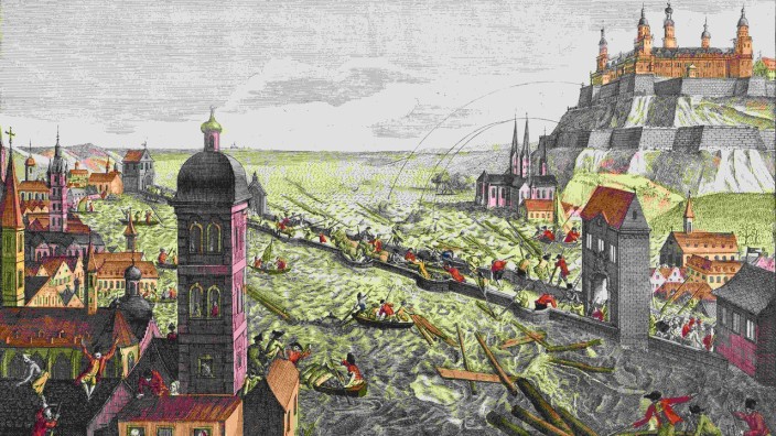 Die Geschichte des Unglücks: Das Hochwasser von 1784 in Würzburg, eines der größten im Maintal überhaupt.