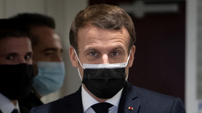 French President Macron in Tours