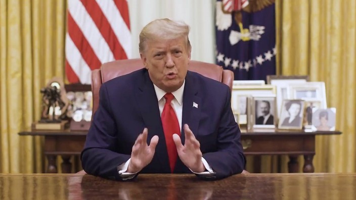 US-Präsident Donald Trump bei einer Videoansprache in Washington