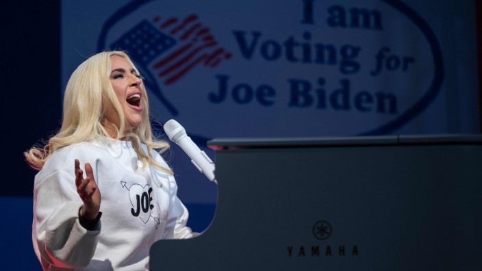 Amtseinführung von Joe Biden: Lady Gaga im November 2020 bei einer Wahlkampfveranstaltung von Joe Biden.