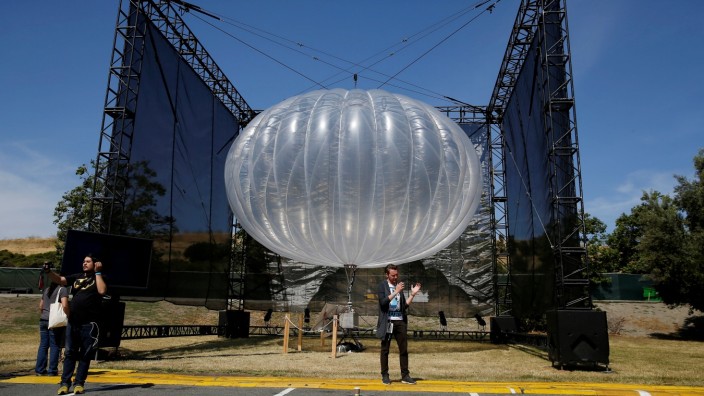 FILE PHOTO: A Google Project Loon internet balloon is seen at the Google I/O 2016 developers conference in Mountain View