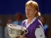 Boris Becker (Deutschland) mit dem Siegerpokal; Boris Becker (Deutschland) mit dem Siegerpokal bei den Australian Open 1991 nach dem Finale gegen Ivan Lendl