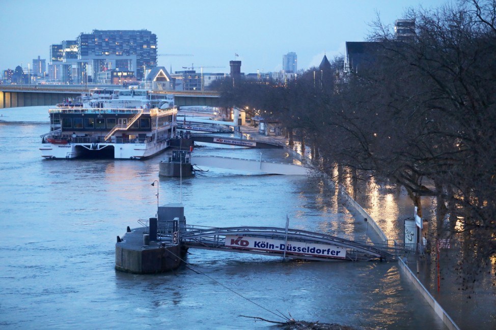 Hochwasser am Rhein bei Köln