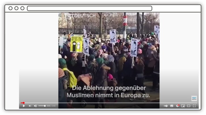 TRT Deutsch: Muslime hätten mit Ausgrenzung und Vorurteilen zu kämpfen, heißt es in einem Video von TRT Deutsch, das auf Youtube zu finden ist.
