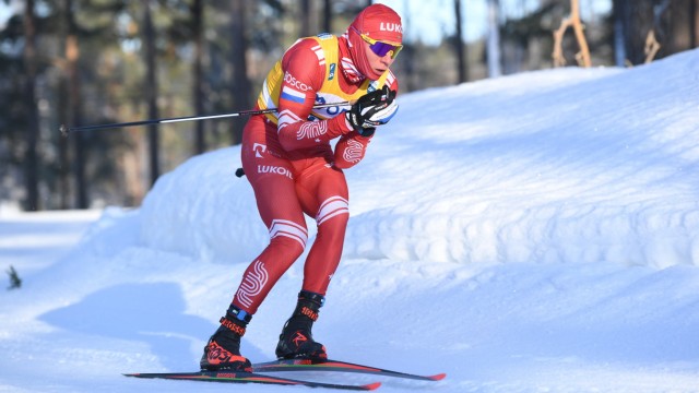 Alexander Bolshunov of Russia competes during the Men s 15 km FIS Cross Country World Cup competitions in Falun, Sweden