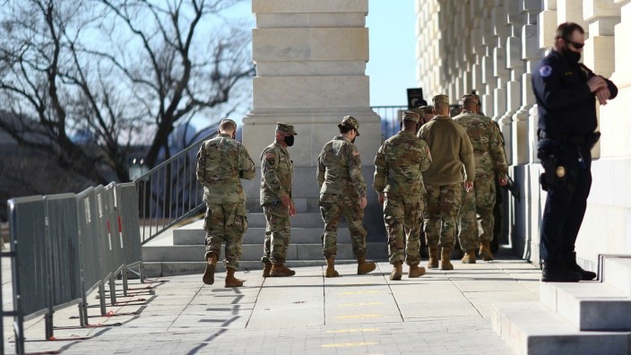 U.S. National Guard soldiers remain on guard on Capitol Hill in Washington