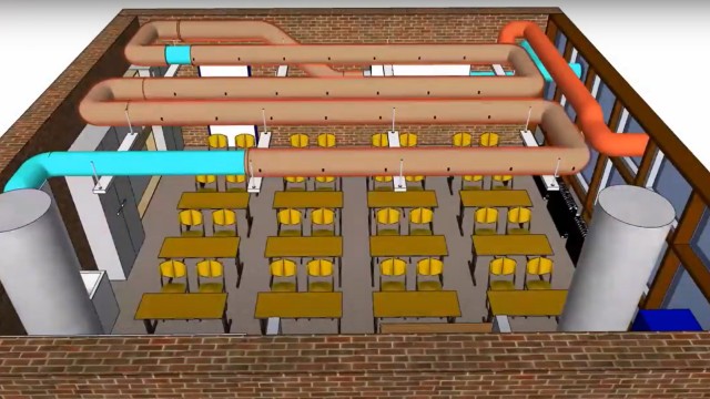 Unterschleißheim: Ein animiertes Video unter dem Titel "Aufbau der Aerovac Eco AirTube Zu- und Abluftanlage am Carl-Orff-Gymnasium" gibt es im Netz. Screenshot Youtube