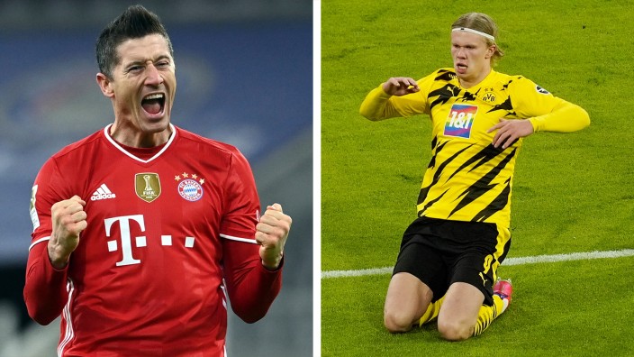 Lewandowski und Haaland: Robert Lewandowski und Erling Haaland: Die beiden Stürmer dominieren mit ihren Toren in der Bundesliga - sie prägten auch die Partie Bayern gegen Dortmund.