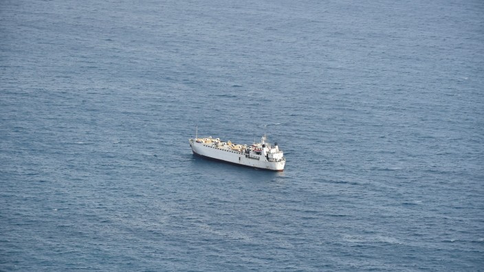 Livestock ship 'Karim Allah' is seen at sea near Cartagena, in Spain