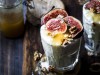 Glasses of Greek yogurt with honey, figs and walnuts SBDF04371