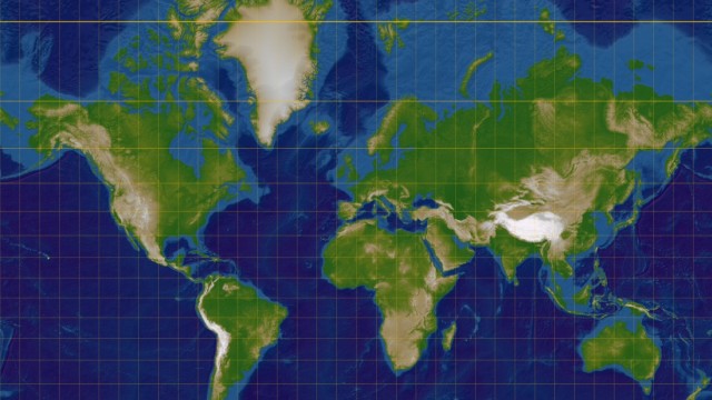 Kartografie: Normale Mercator-Projektion.