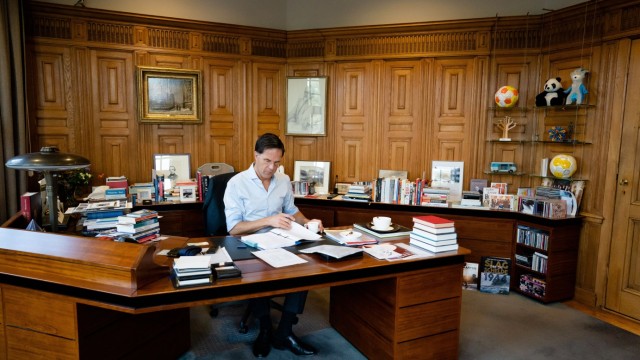 Prime Minister Mark Rutte in his office prior to the second day of the General Political Reflections, the debate after t