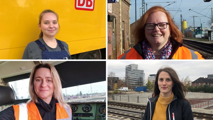 Deutsche Bahn: Vier Bahnmitarbeiterinnen im Porträt (von linksoben im Uhrzeigersinn): Anja Truppel, Susanne Marschner, Michelle Bruhn und Iris Schuster.