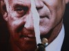 Wahl in Israel 2021: Plakatwand mit Bildern von Benny Gantz und Ministerpräsident Benjamin Netanjahu