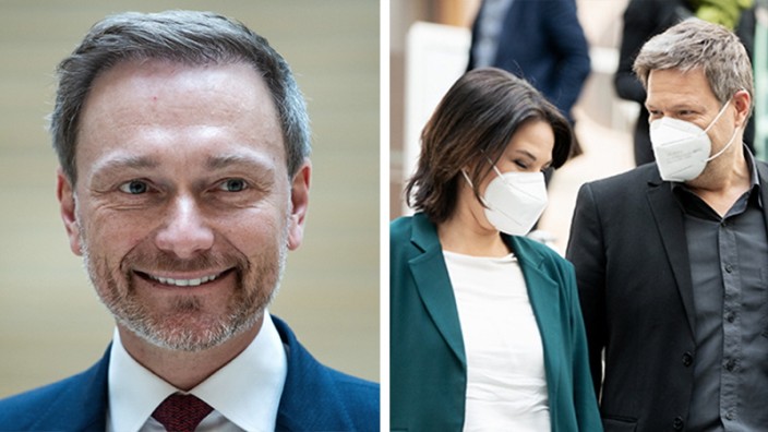 FDP-Chef Christian Lindner und die Grünen-Vorsitzenden Annalena Baerbock und Robert Habeck