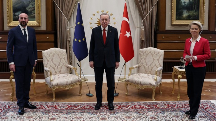 Turkish President Erdogan meets with European Council President Michel and European Commission President von der Leyen in Ankara