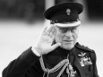 FILE PHOTO: Britain's Prince Philip arrives on the eve of his birthday to take the salute of the Household Division Beating Retreat on Horse Guards Parade in London
