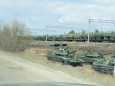 A still image from video shows tanks and military vehicles in Voronezh Region