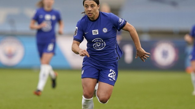 Manchester, England, 21st April 2021. Sam Kerr of Chelsea during the The FA WomenÕs Super League match at the Academy St; Fußball - Frauen - England - Sam Kerr Chelsea
