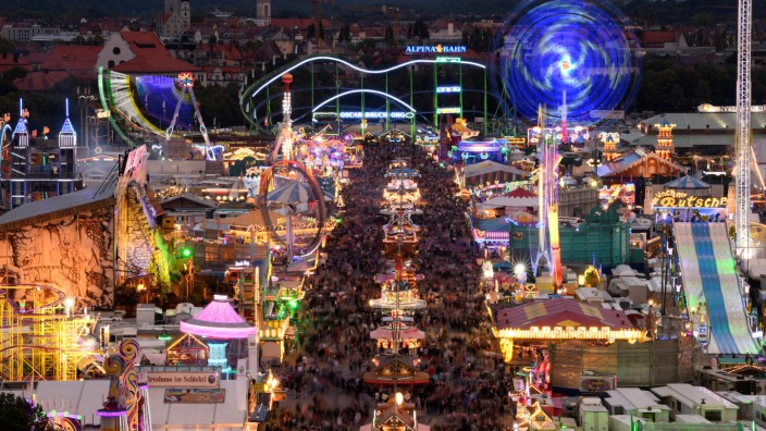 A general view shows the festival ground during the opening day of the 185th Oktoberfest in Munich