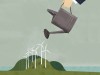 Geschäftsmann gießt Windturbinen PUBLICATIONxINxGERxSUIxAUTxONLY GregoryxBaldwin 12100040