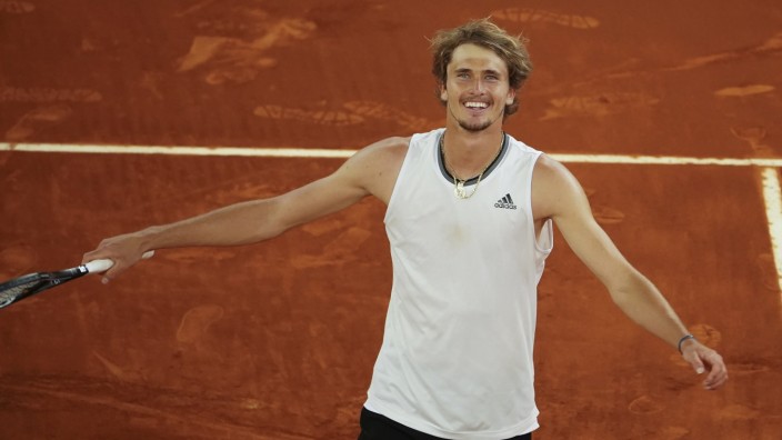 Mutua Madrid Open - Day Eleven Alexander Zverev of Germany in action against Matteo Berrettini of Italy (not seen) durin