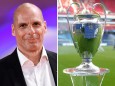 Yanis Varoufakis und der Champions League Pokal. Kombo für Sport