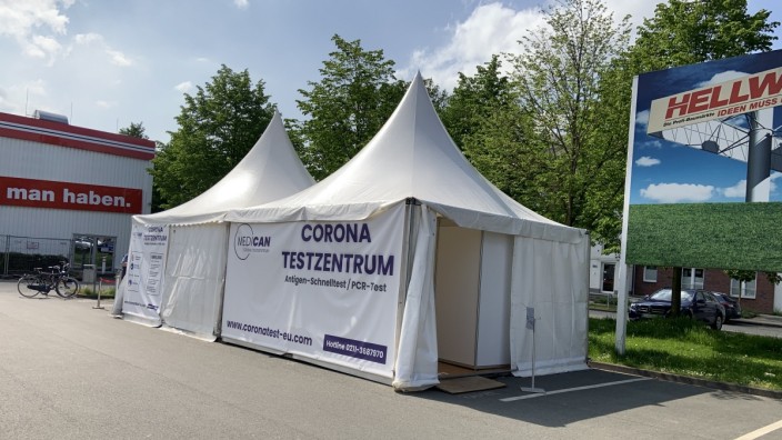 Corona-Testzentren: Ein von MediCan betriebenes Testzentrum in Münster.