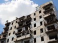 DONETSK, UKRAINE - MAY 26, 2021: A view of the nine-storey apartment building on Vzletnaya Street in Kiyevsky District w