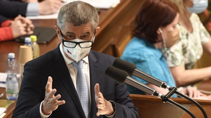 Czech Prime Minister Andrej Babis speaks during the Lower House session on no-confidence vote in government at the Cham
